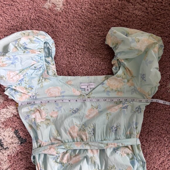 LoveShackFancy Dress Estelle Maxi Blue Floral Puff Sleeve Cottagecore Floral 10 - Picture 6 of 7